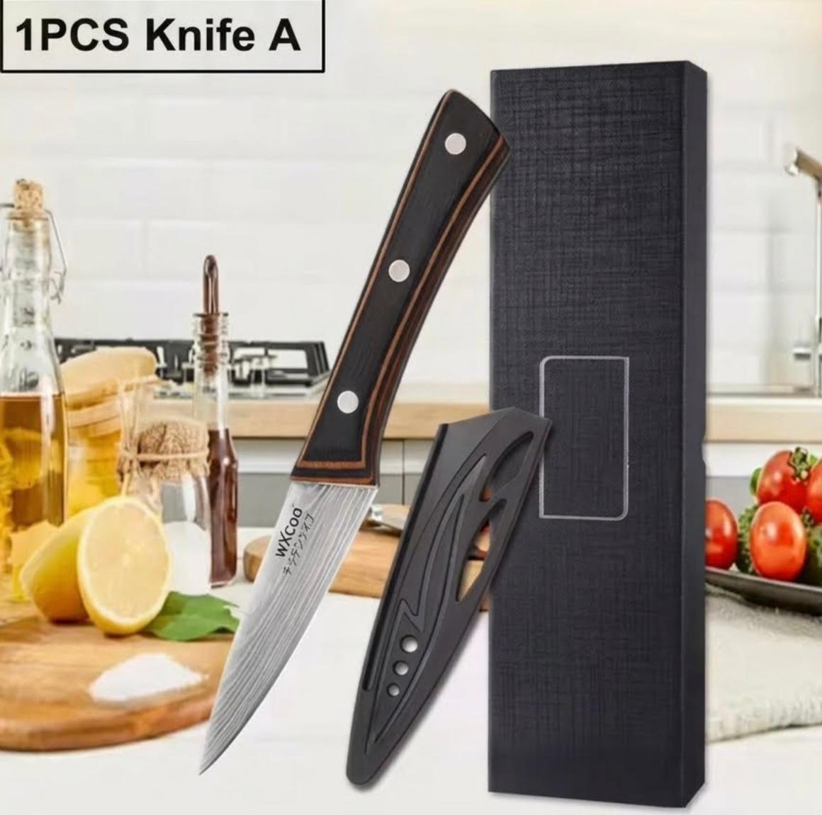 Kitchen Knife Set , Professional High-Carbon Steel Chef Knives with  Wooden Handles