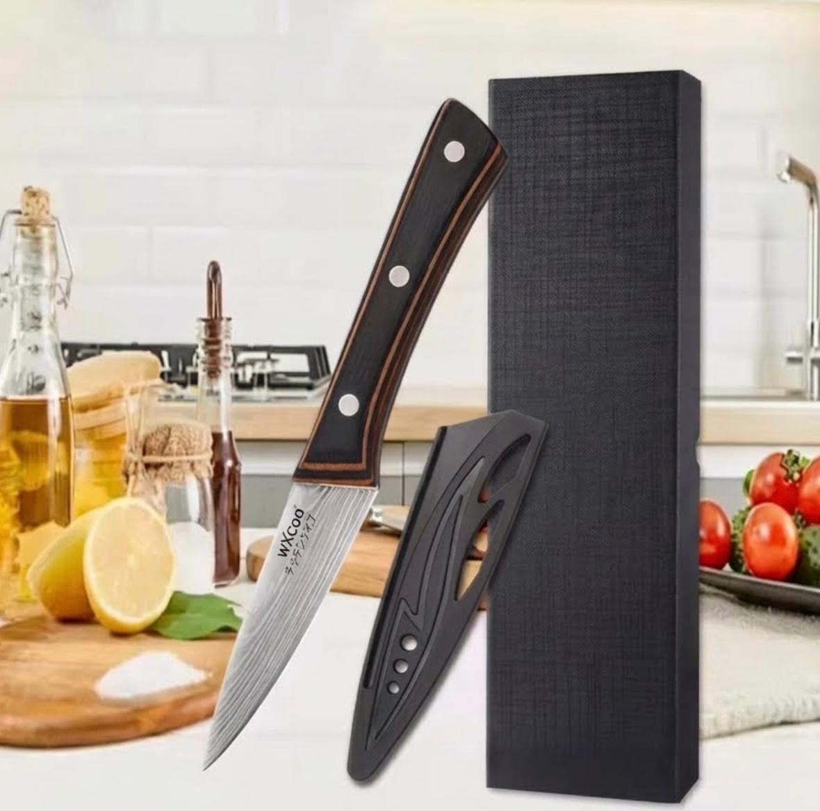 Kitchen Knife Set , Professional High-Carbon Steel Chef Knives with  Wooden Handles